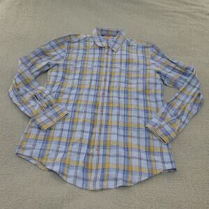 Hugo Boss Shirt Mens 2XL Button Up Plaid Blue Cotton Long Sleeve Casual